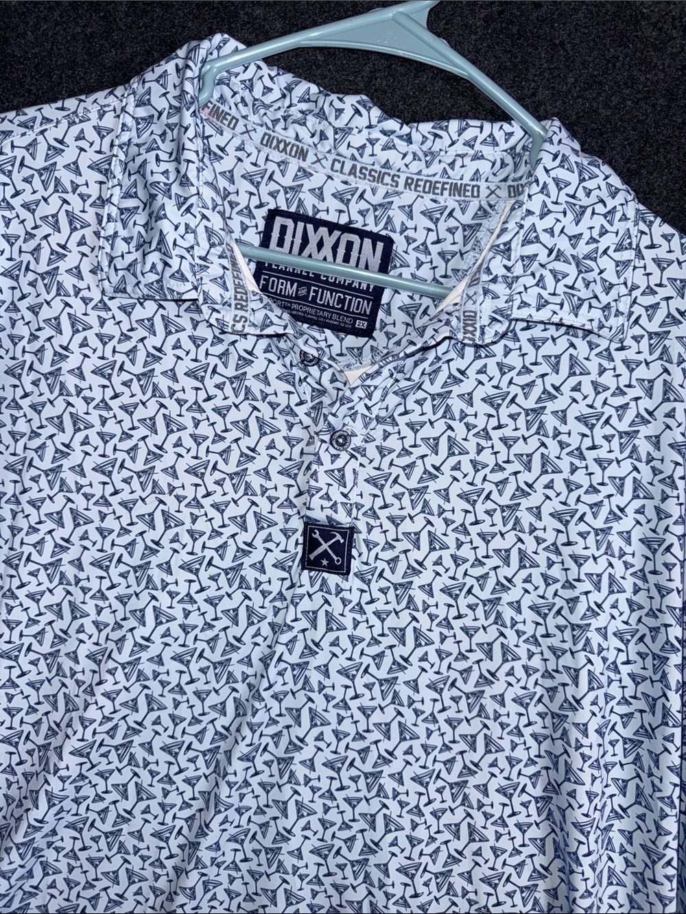 DIXXON White Polo with Blue Abstract Martinis 2XL